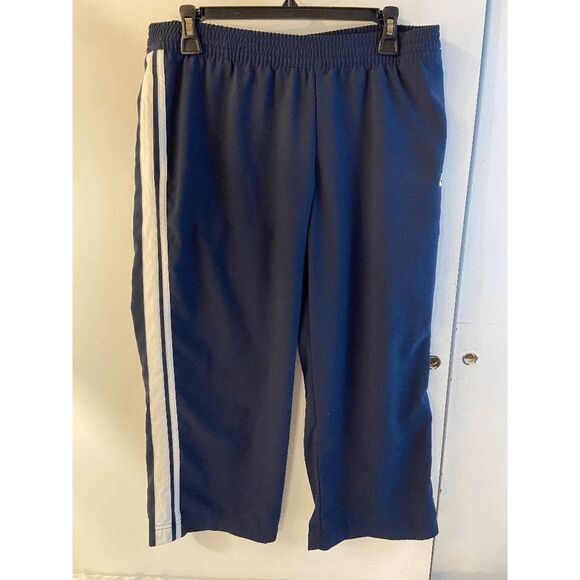 Nike Capri Active Pants large 12/14 Navy white Stripe#56323 Y2K - Picture 2 of 8